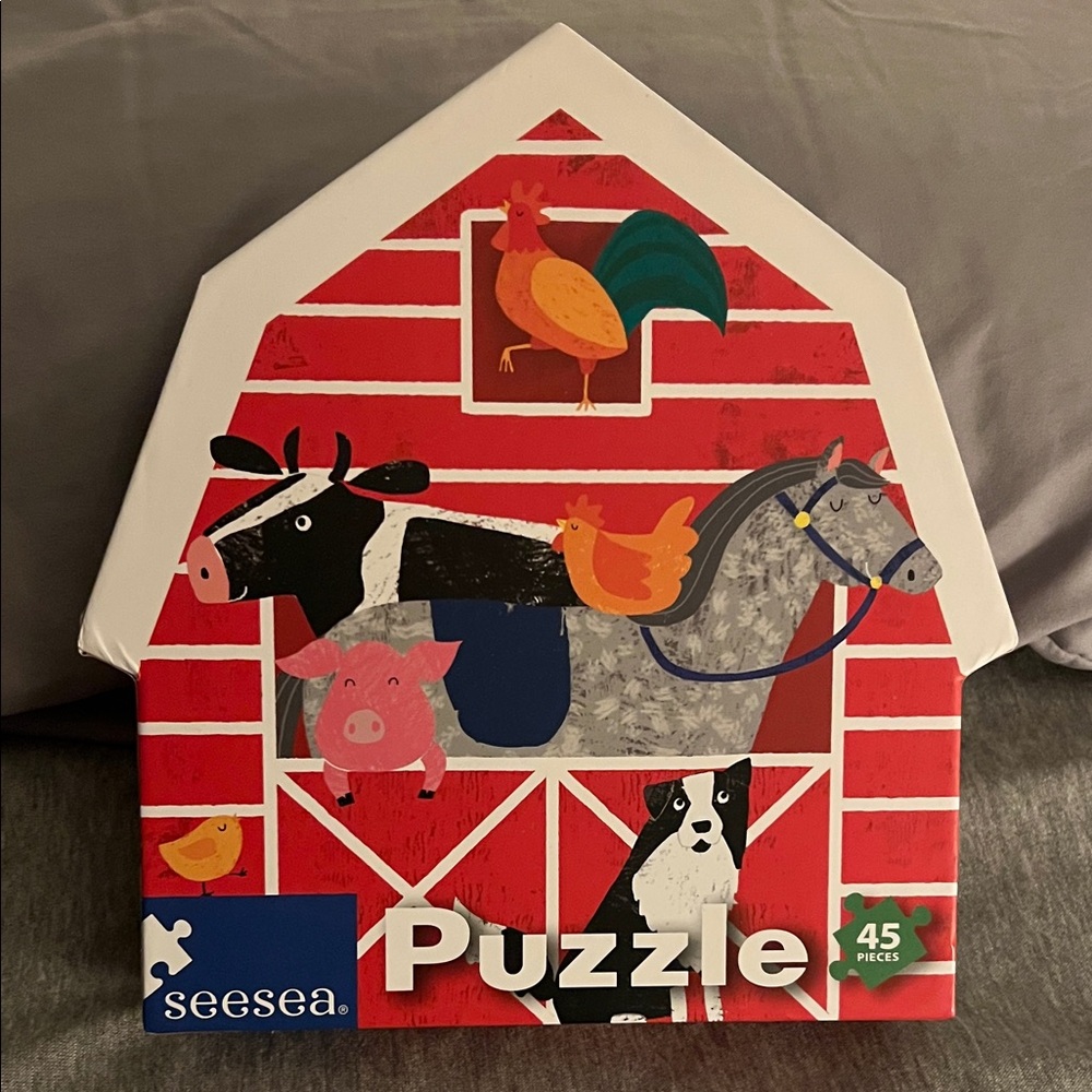 Farm Animal Puzzle - Red, Black, Gray